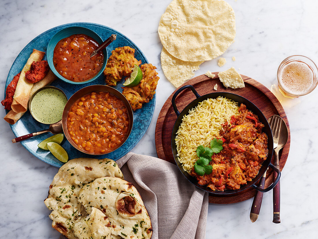 Chilli and beans with rice and flatbread (Mexico)