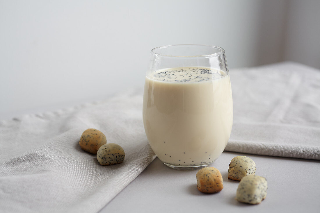 Poppy seed milk and kuciukai (a traditional Lithuanian snack)