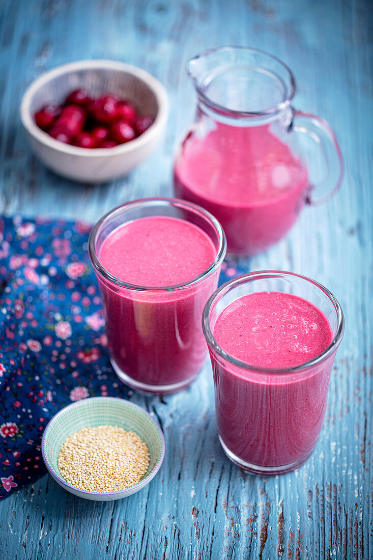 Smoothie with cherries and beetroot
