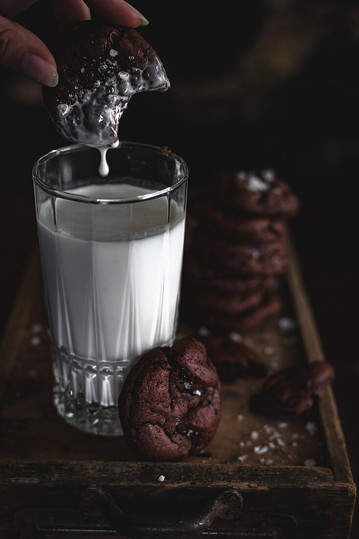 Brownie-Cookies mit Milch