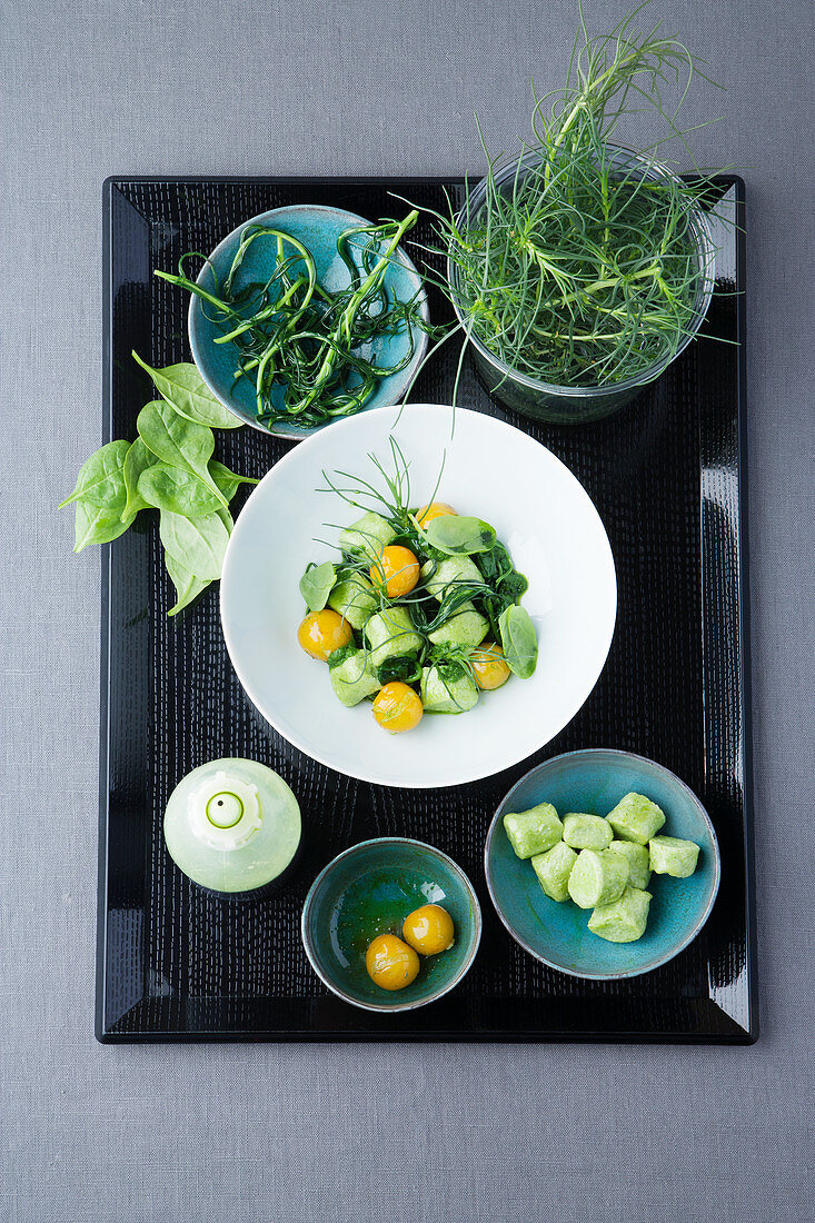 Ricotta basil gnocchi with saltwort