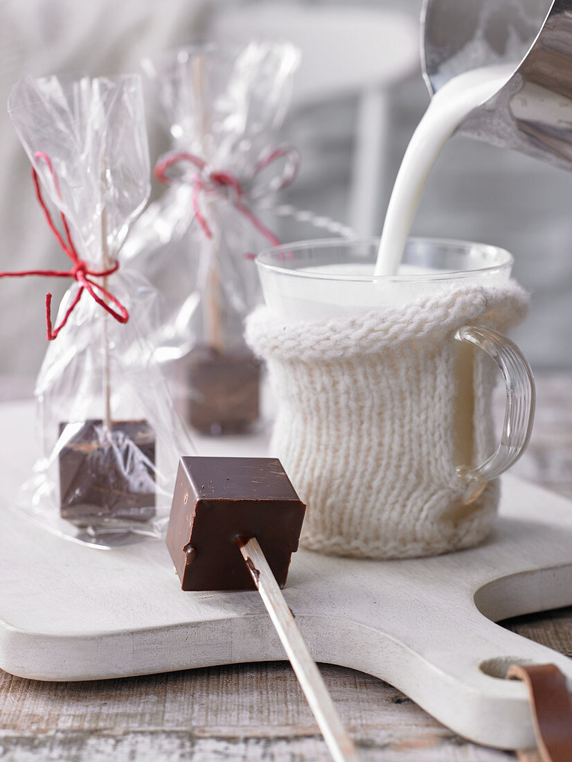 Chocolate skewers for hot chocolate
