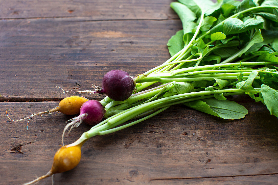 Different colored radishes