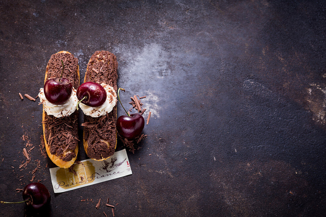 Black Forest cherry eclairs