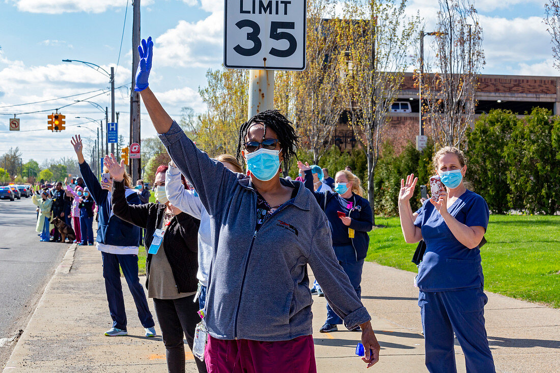 Parade for healthcare workers, Detroit, Michigan, USA