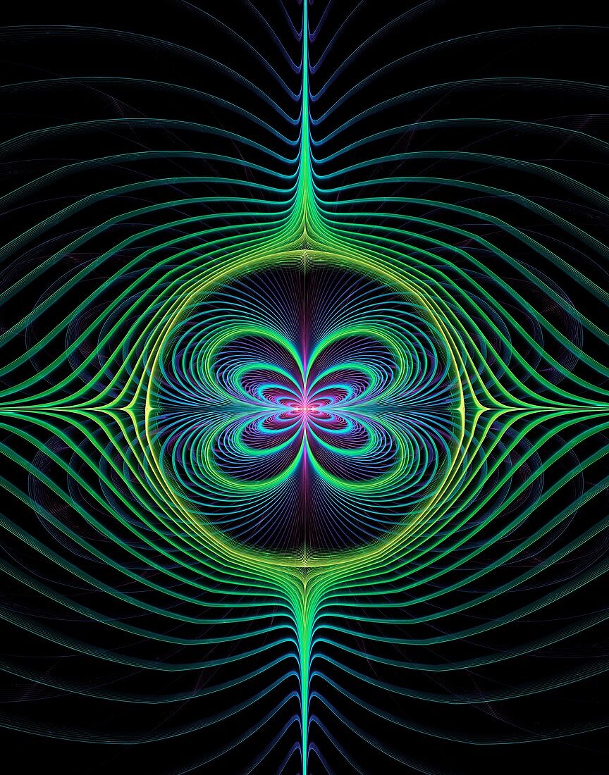 Radiating waves abstract illustration.
