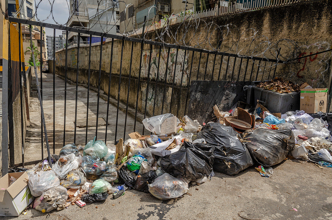 Rubbish in street during Covid-19 outbreak in Venezuela