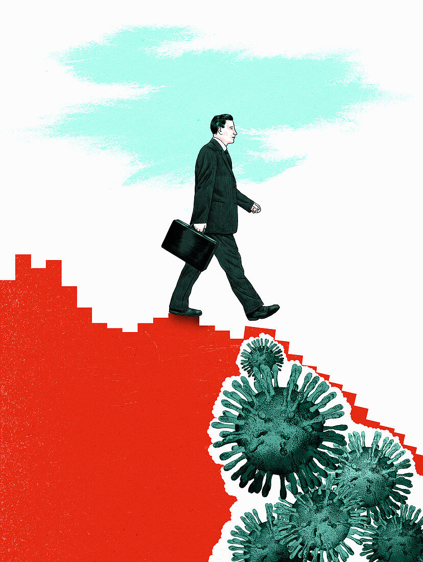 Business declining from coronavirus, illustration