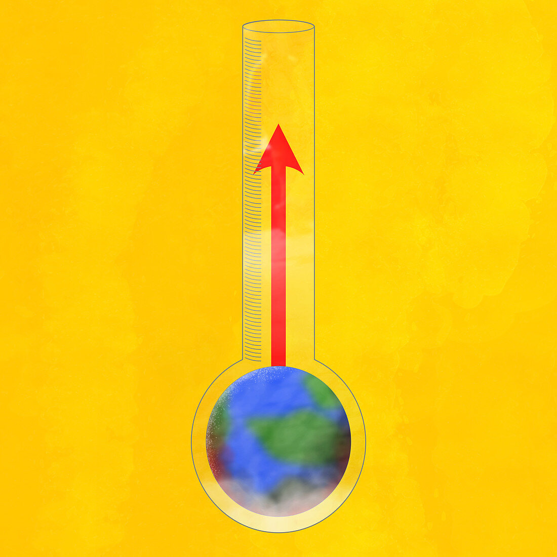 Temperature rising in globe thermometer, illustration