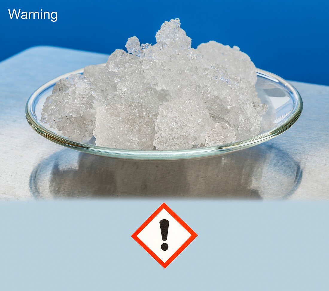 Sodium carbonate with hazard pictograms