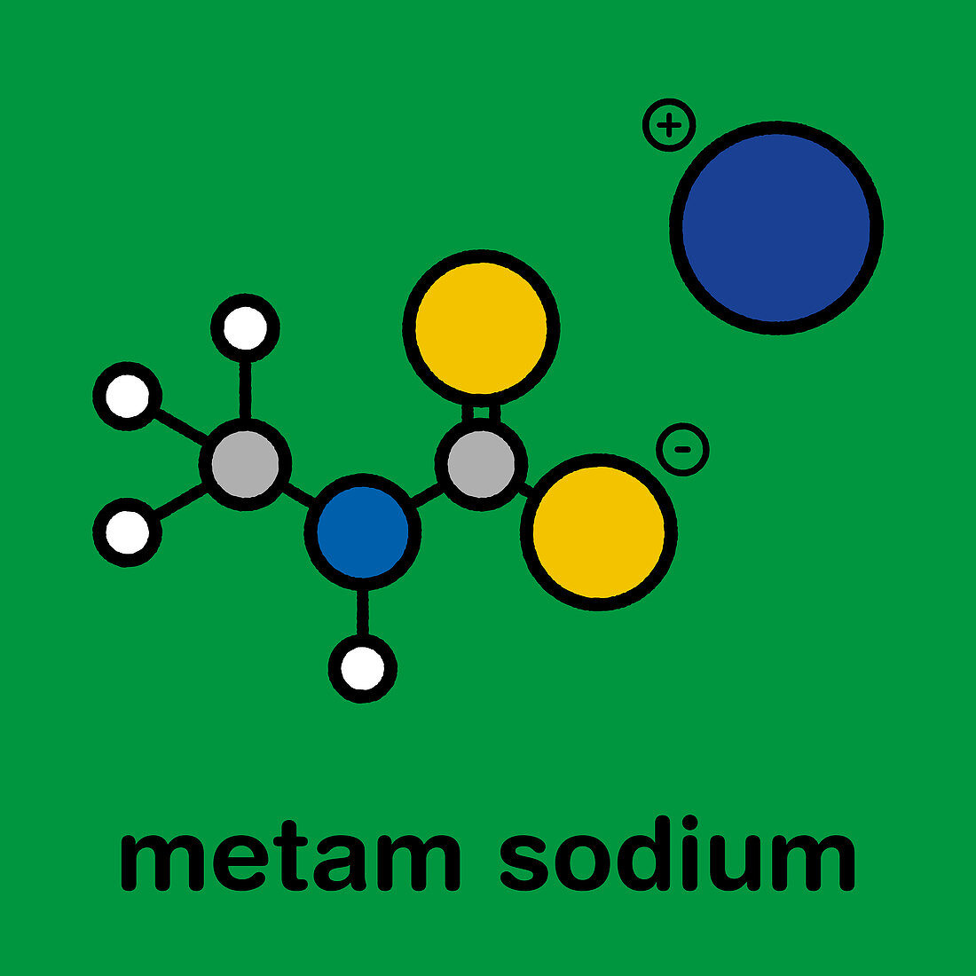 Metam sodium pesticide molecule, illustration