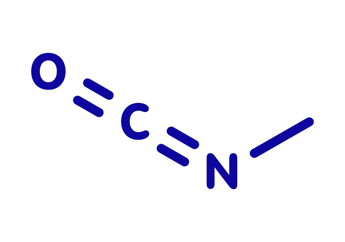 Methyl isocyanate toxic molecule, illustration