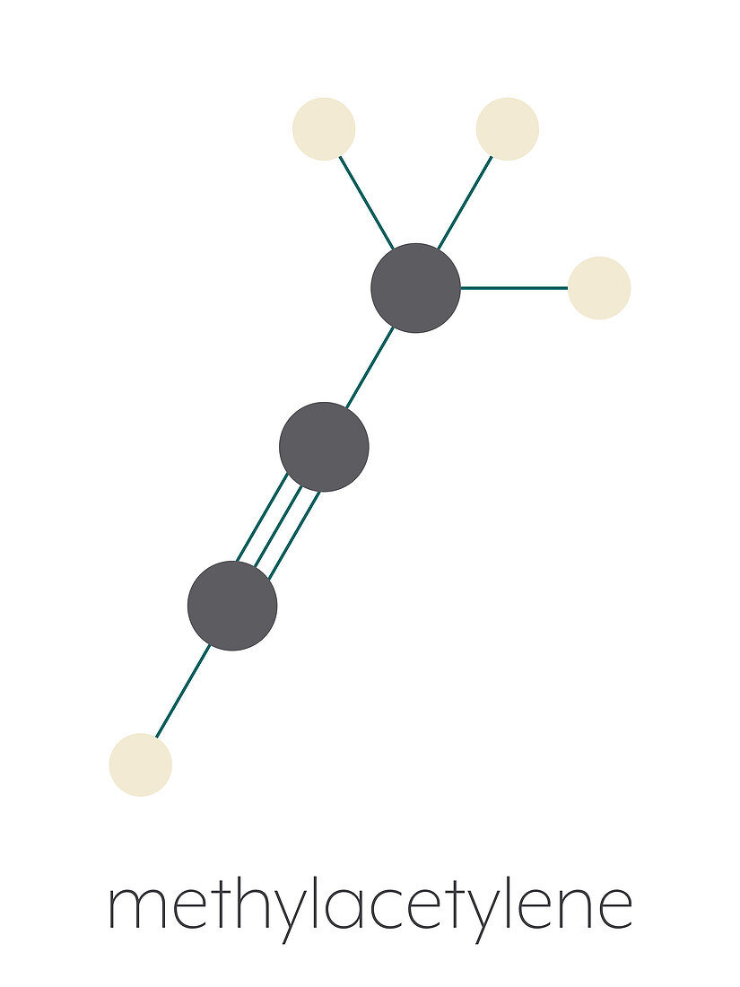 Methylacetylene or propyne molecule, illustration