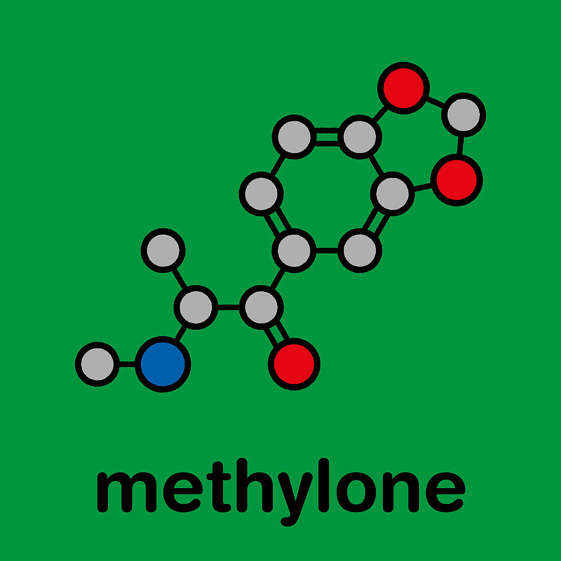 Methylone stimulant molecule, illustration