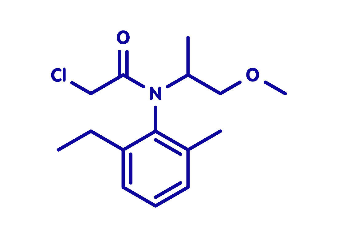 Metolachlor herbicide molecule, illustration