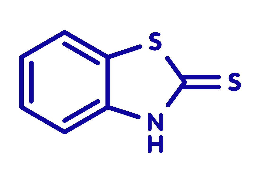 Mercaptobenzothiazole skin sensitizer molecule, illustration