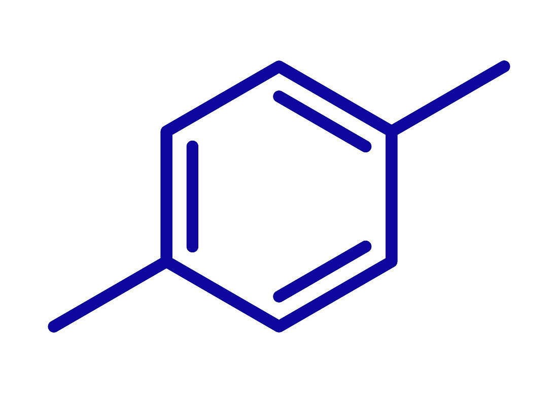Para-xylene aromatic hydrocarbon molecule, illustration