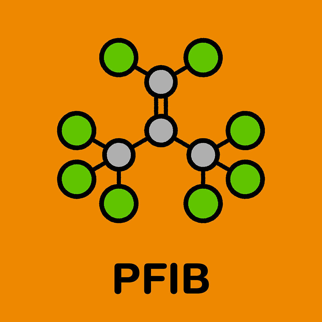 Perfluoroisobutene fluorocarbon molecule, illustration