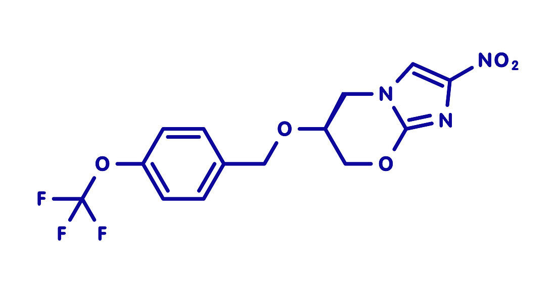 Pretomanid tuberculosis drug molecule, illustration