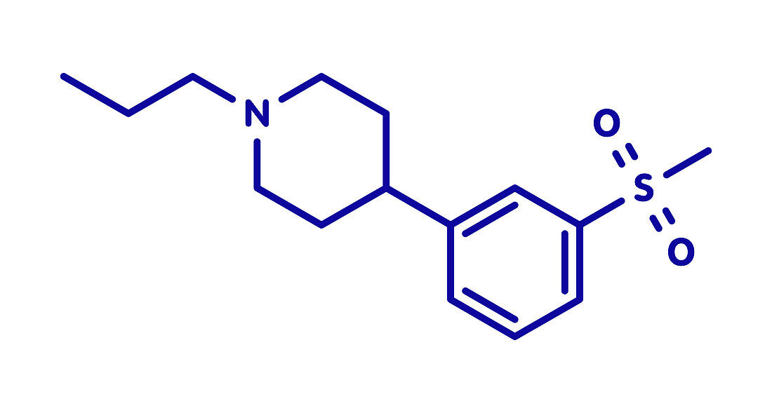 Pridopidine drug molecule, illustration
