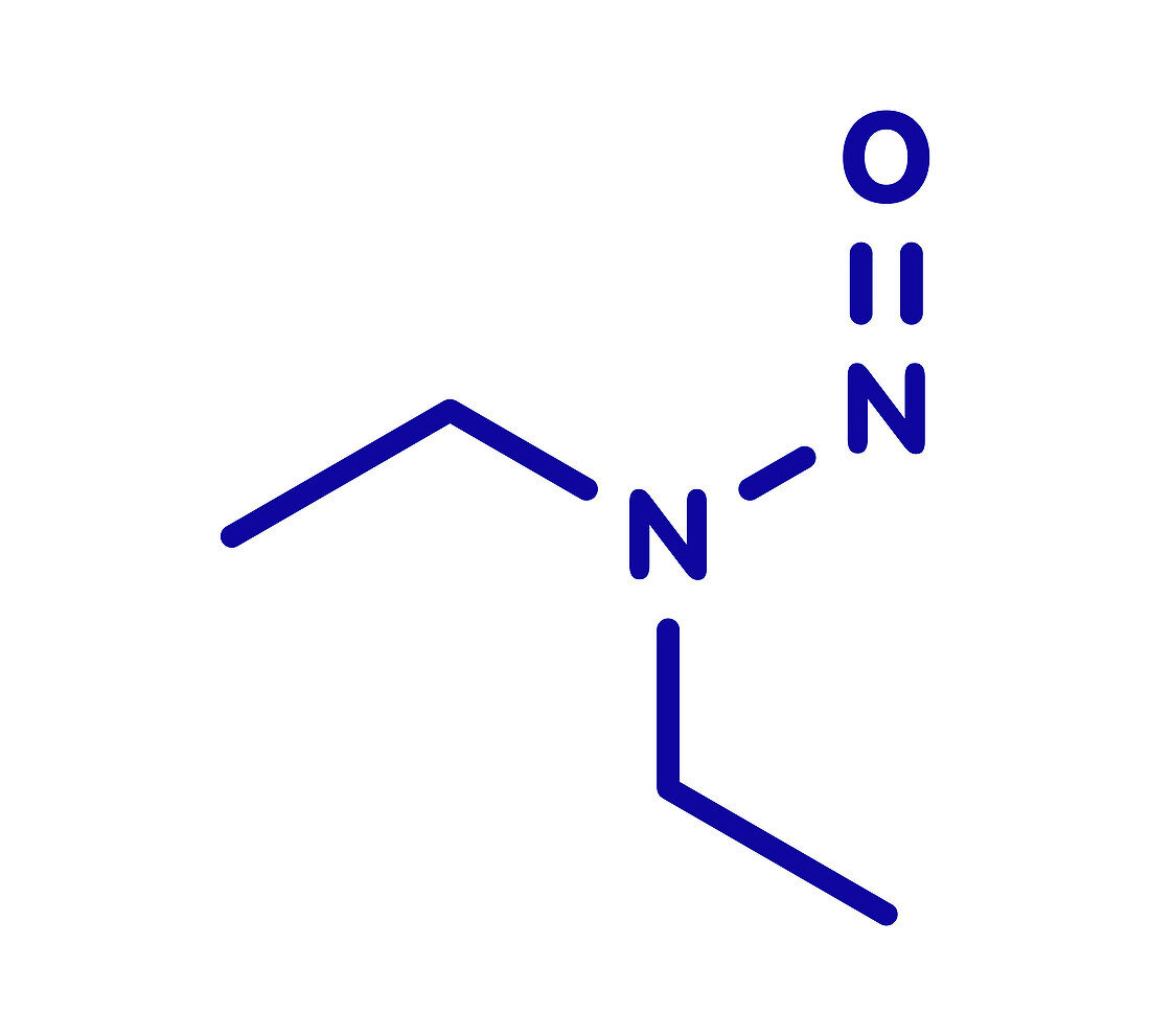 N-Nitroso-diethylamine carcinogenic molecule, illustration