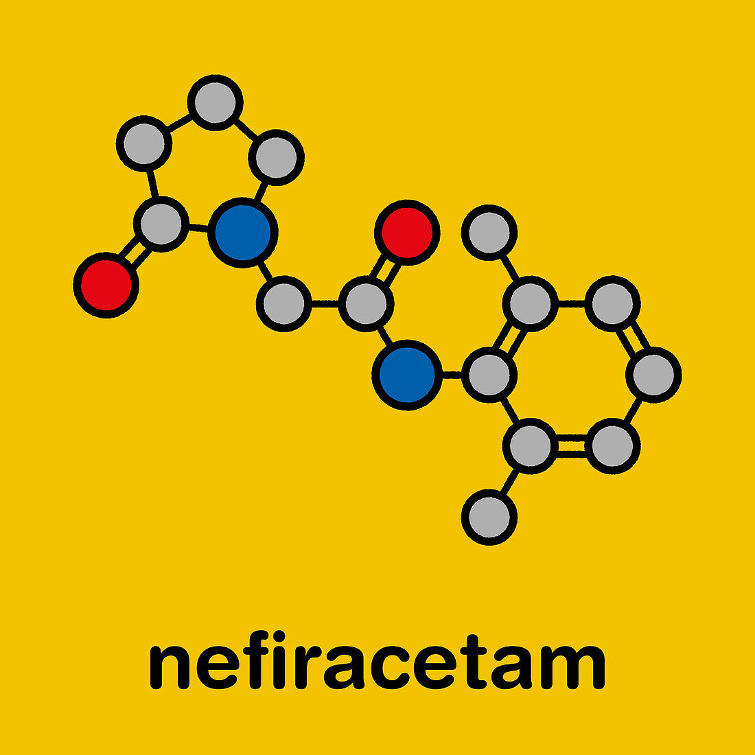Nefiracetam nootropic drug molecule, illustration