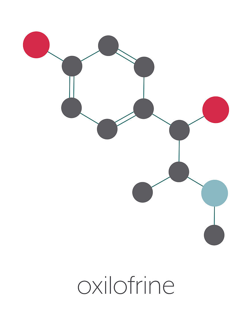 Oxilofrine stimulant drug molecule, illustration