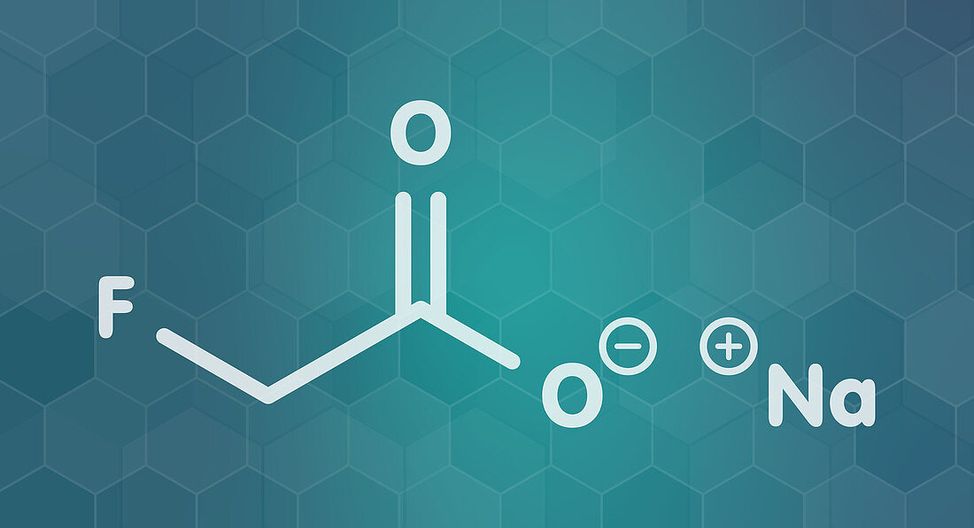 Sodium fluoroacetate pesticide molecule, illustration