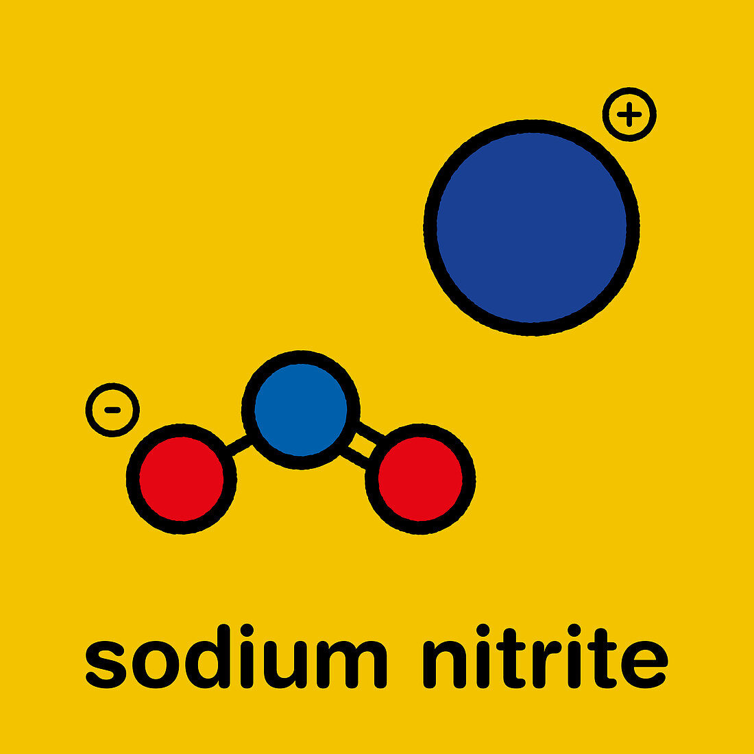 Sodium nitrite chemical structure, illustration