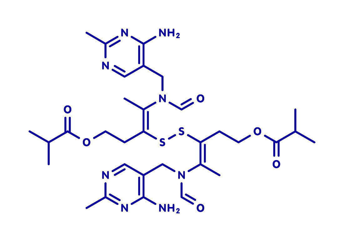 Sulbutiamine asthenia drug molecule, illustration