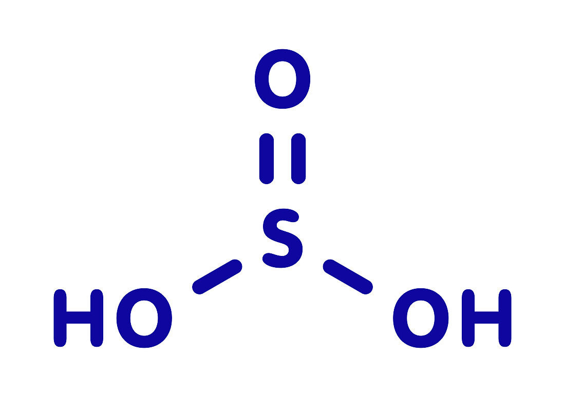 Sulfurous acid molecule, illustration
