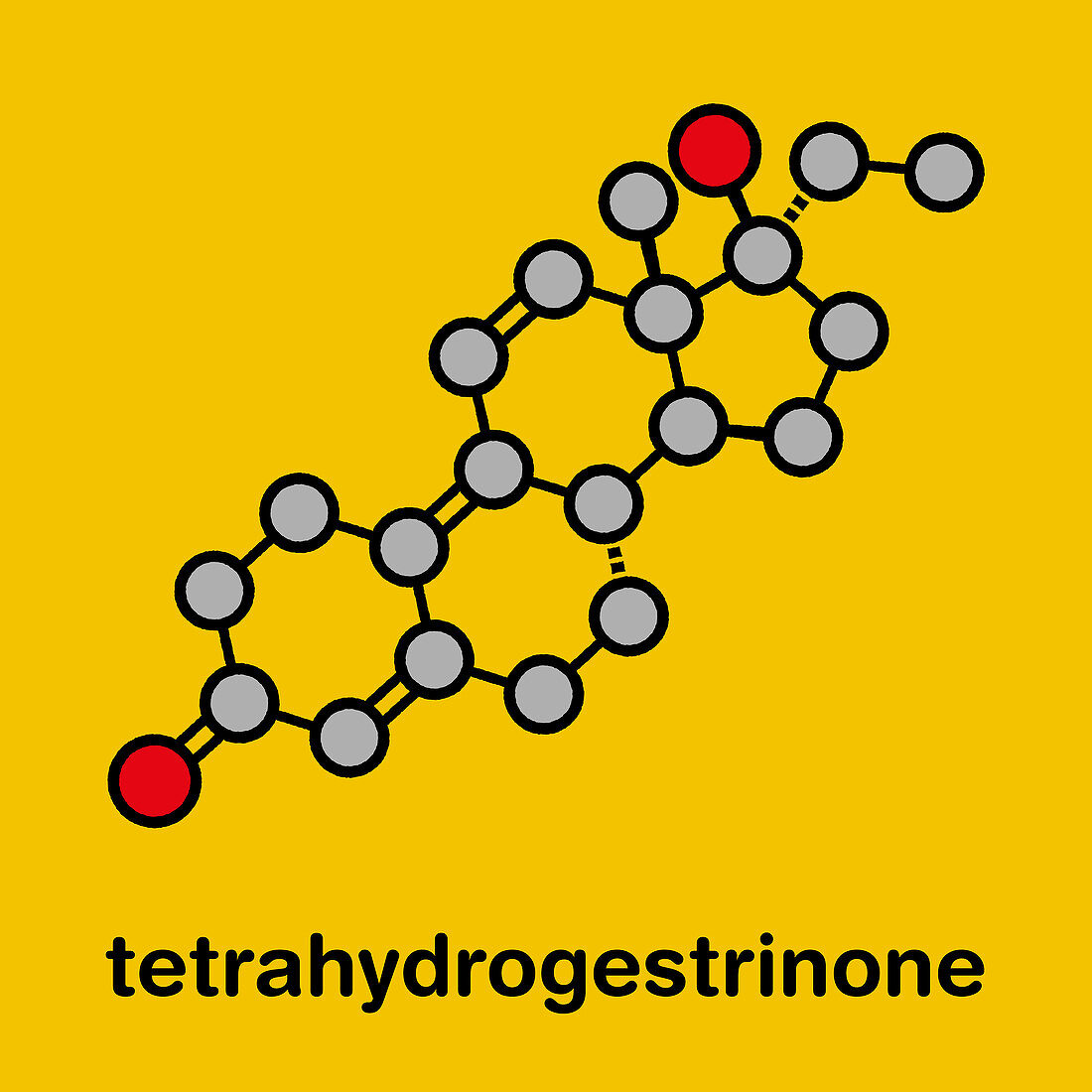 Tetrahydrogestrinone anabolic steroid molecule, illustration
