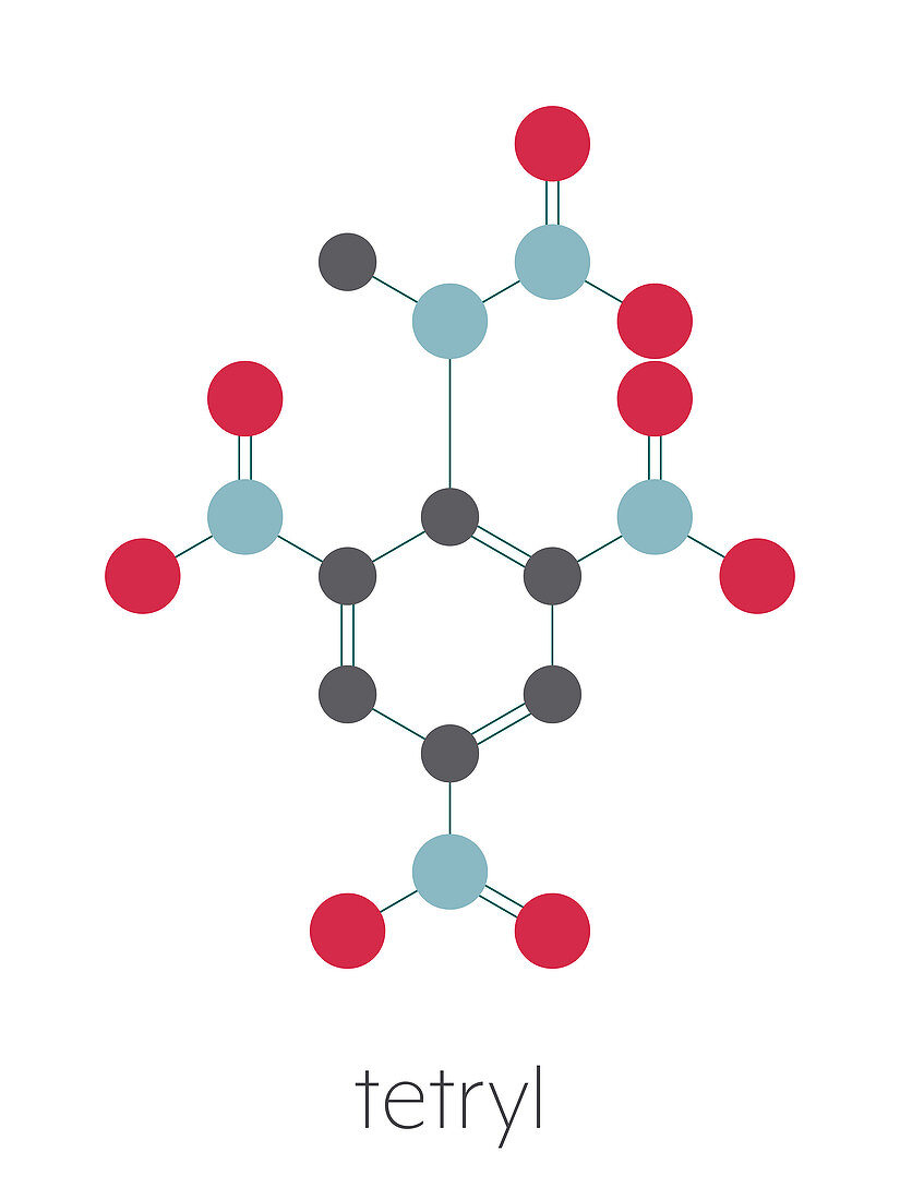Tetryl explosive molecule, illustration