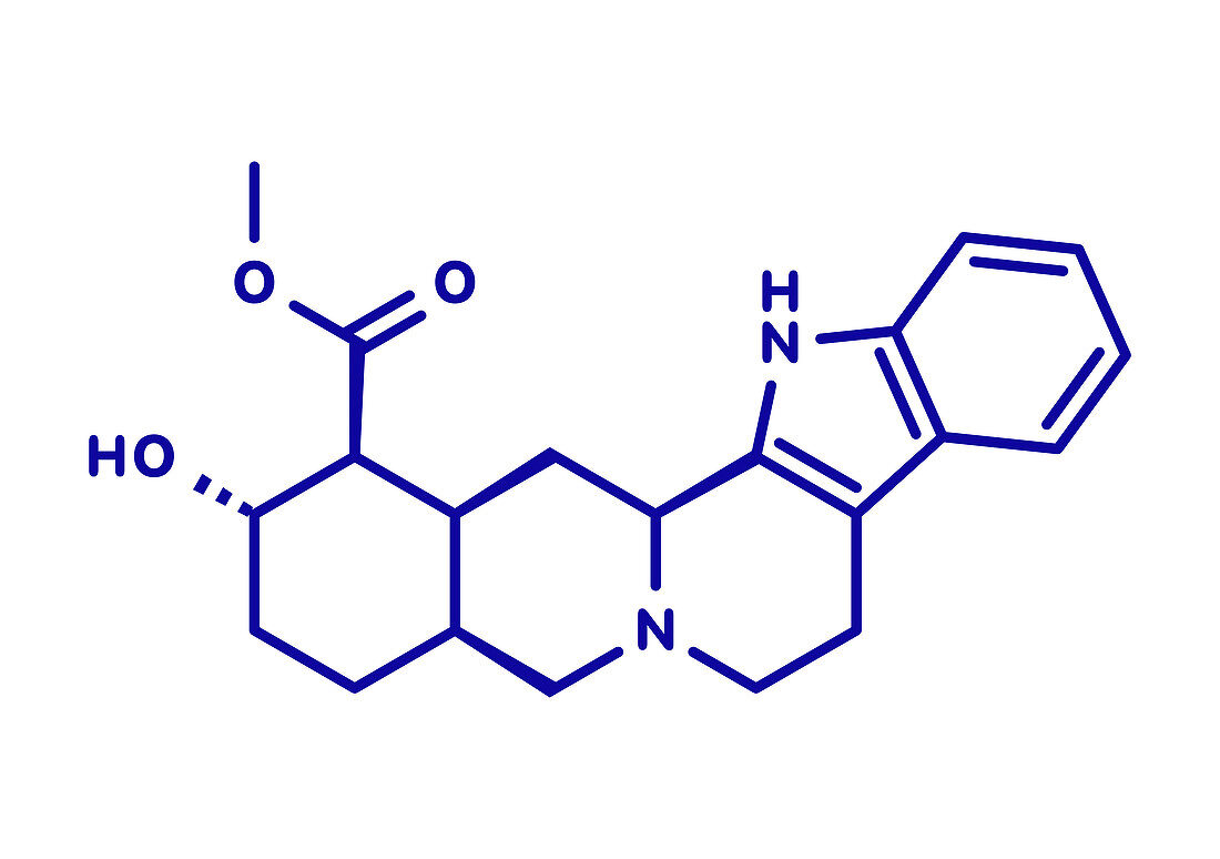 Rauwolscine alkaloid molecule, illustration