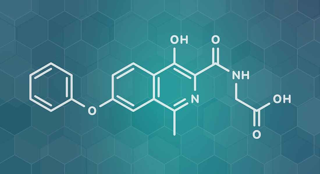 Roxadustat drug molecule, illustration