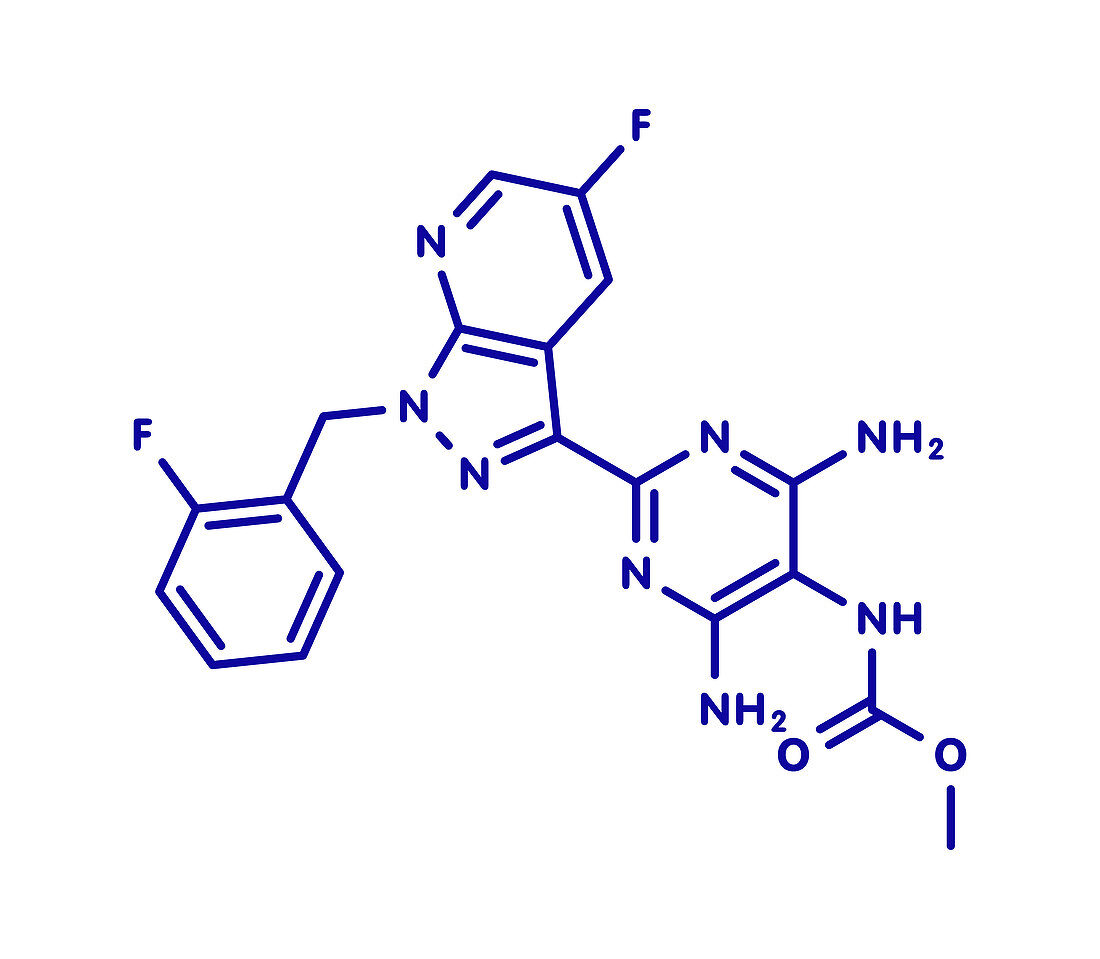 Vericiguat heart failure drug molecule, illustration