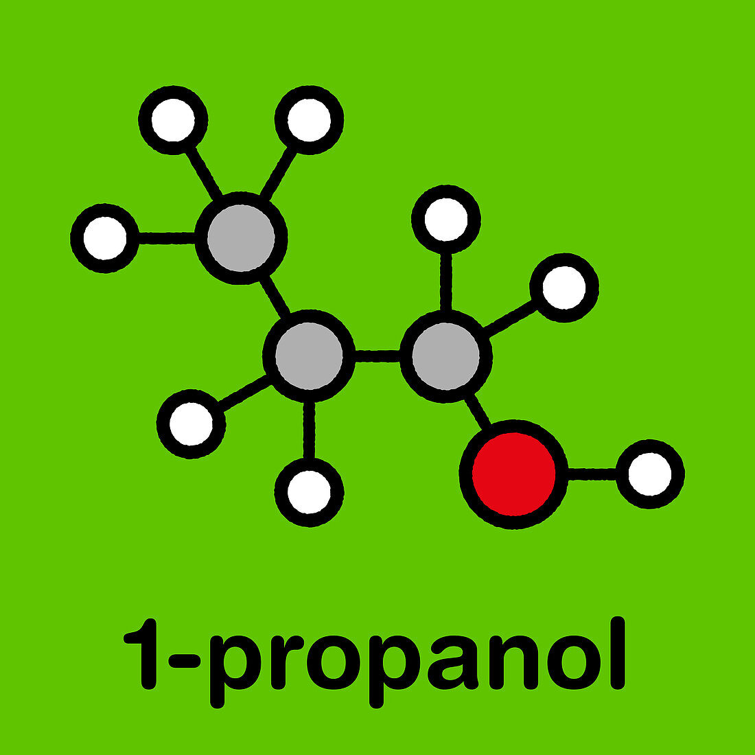 Propanol solvent molecule, illustration