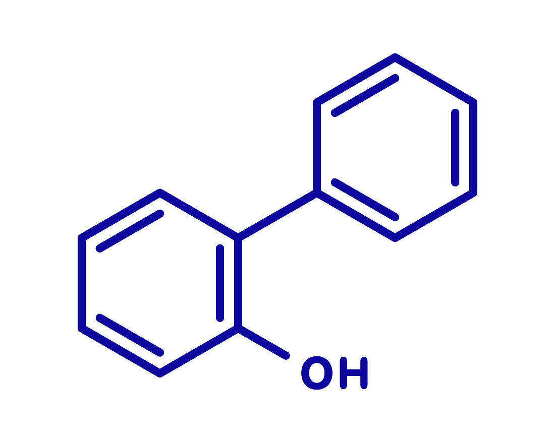2-phenylphenol preservative molecule, illustration