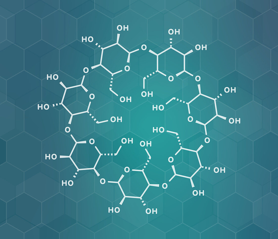 Beta-cyclodextrin molecule, illustration