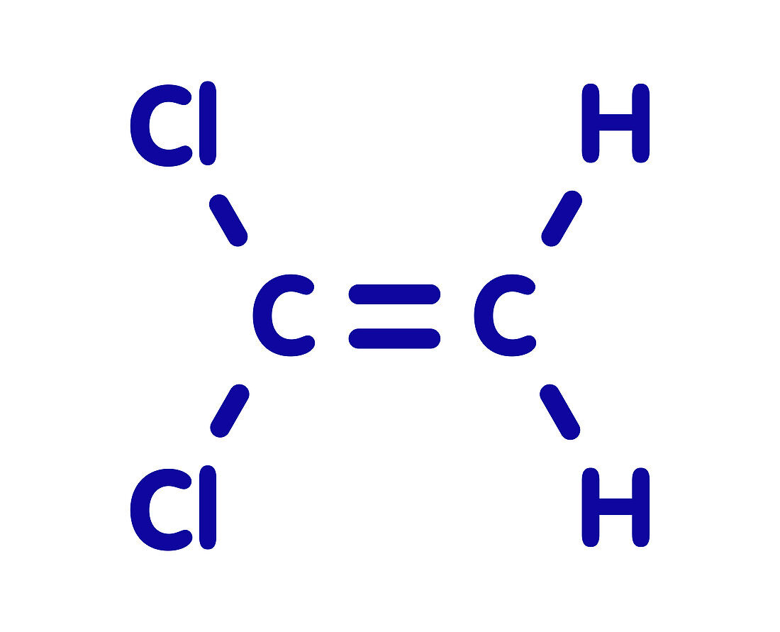 1, 1-dichloroethene molecule, illustration