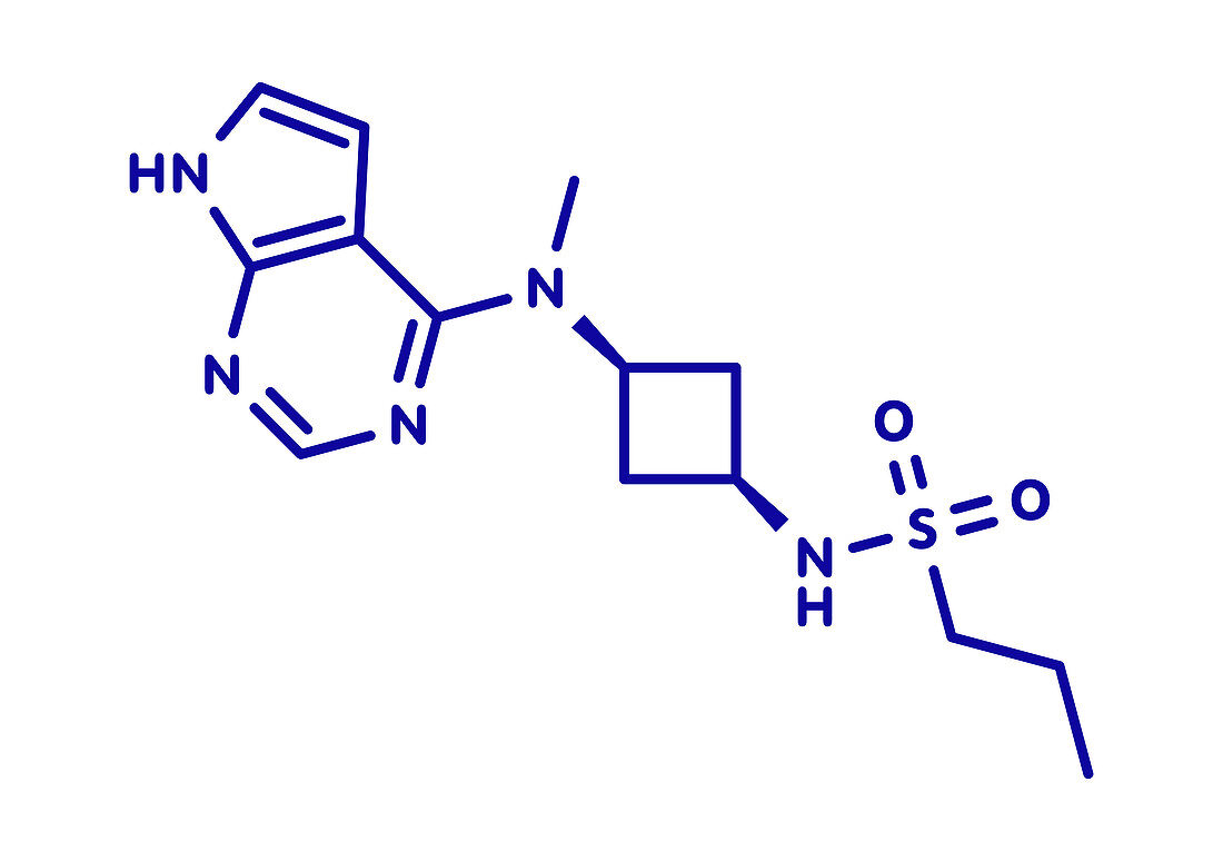 Abrocitinib atopic dermatitis drug molecule, illustration
