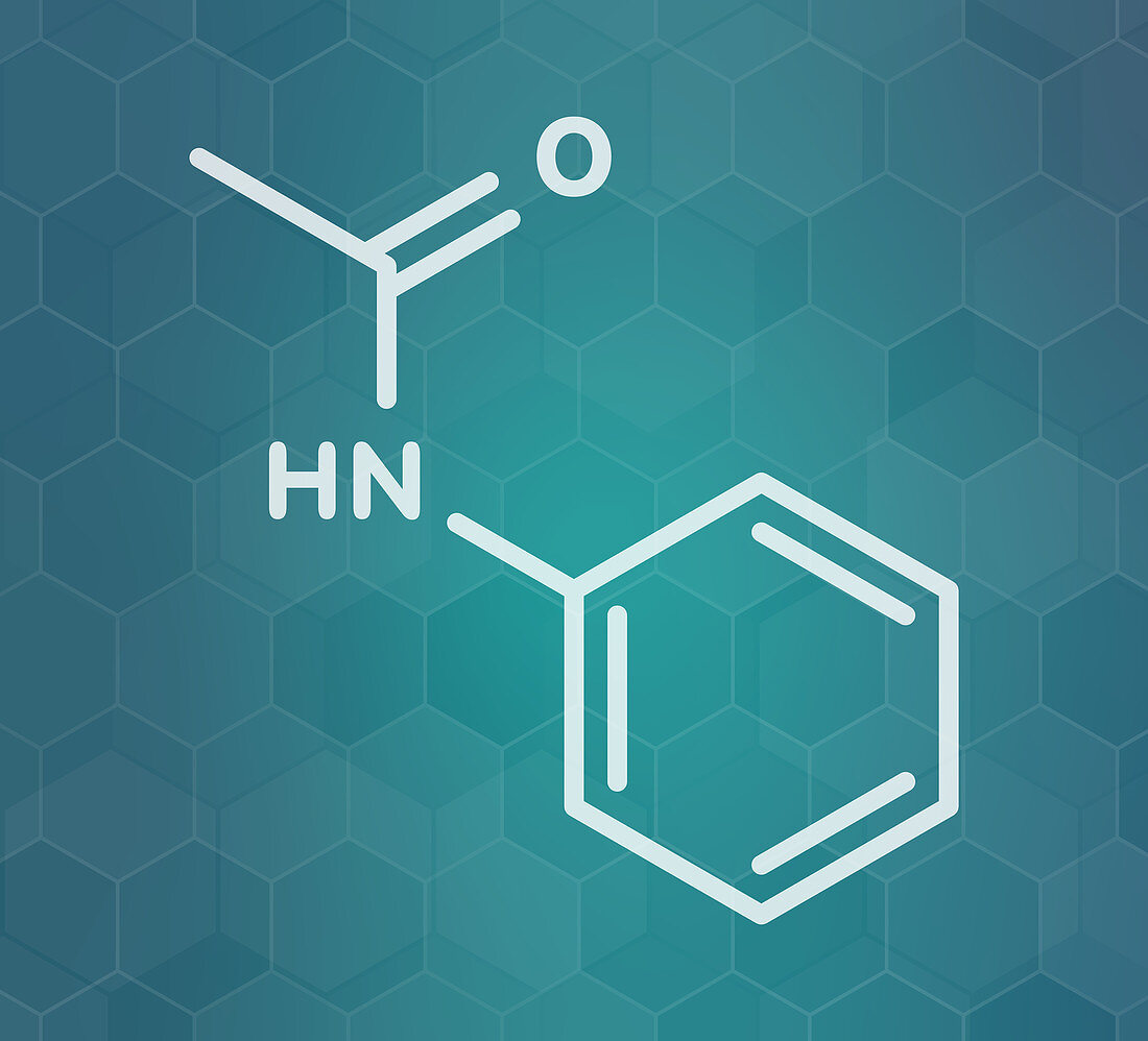Acetanilide analgesic drug molecule, illustration