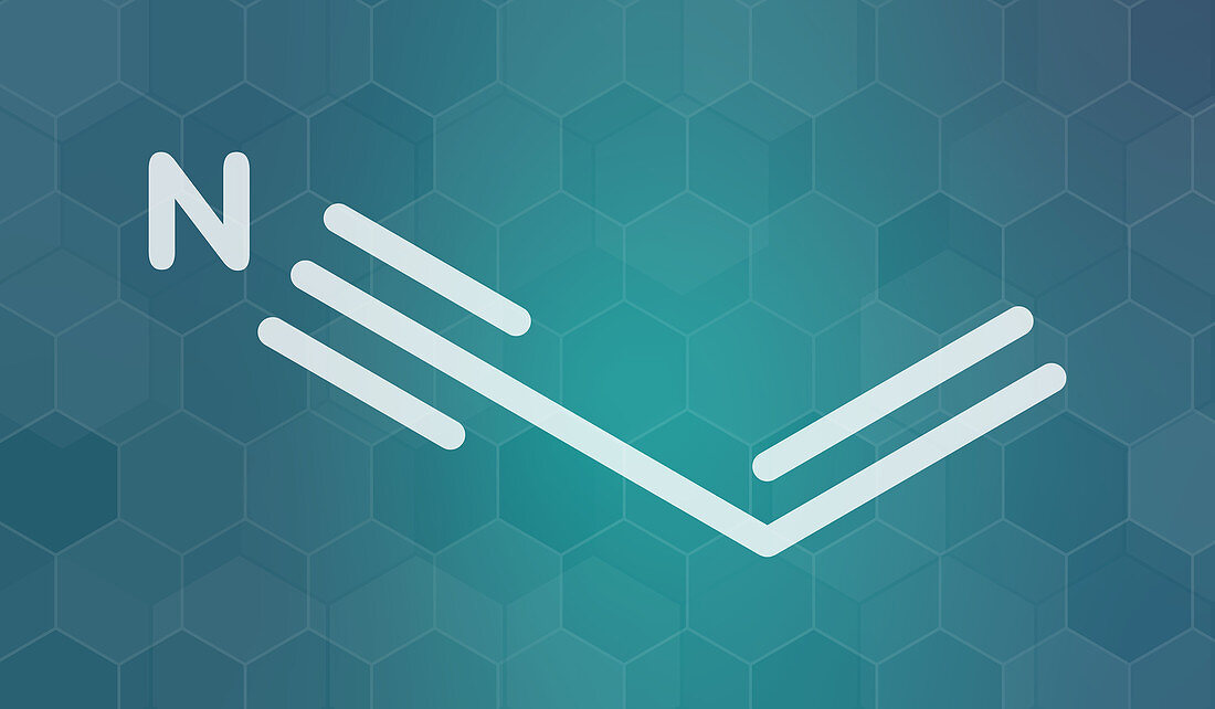 Acrylonitrile molecule, illustration