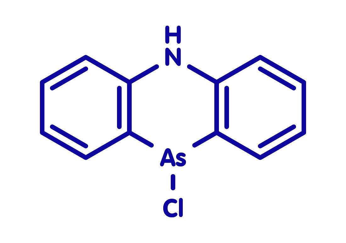 Adamsite riot control agent molecule, illustration