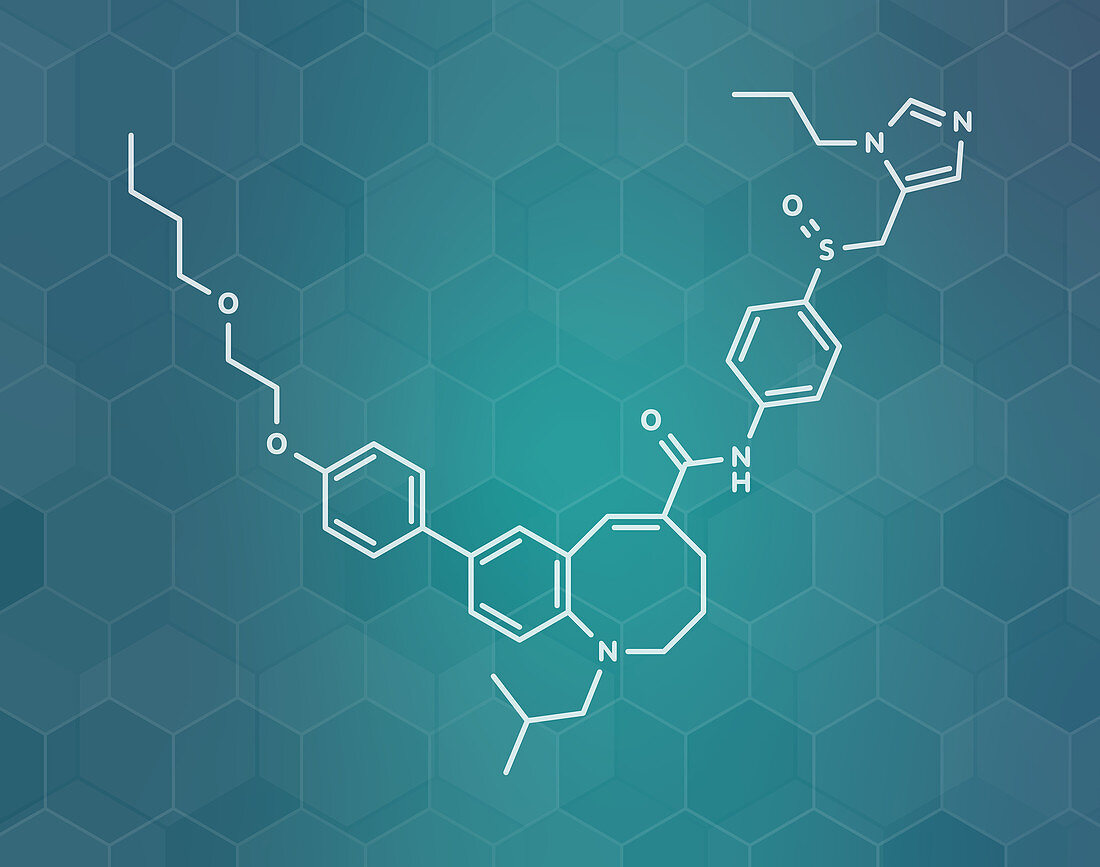 Cenicriviroc HIV drug molecule, illustration