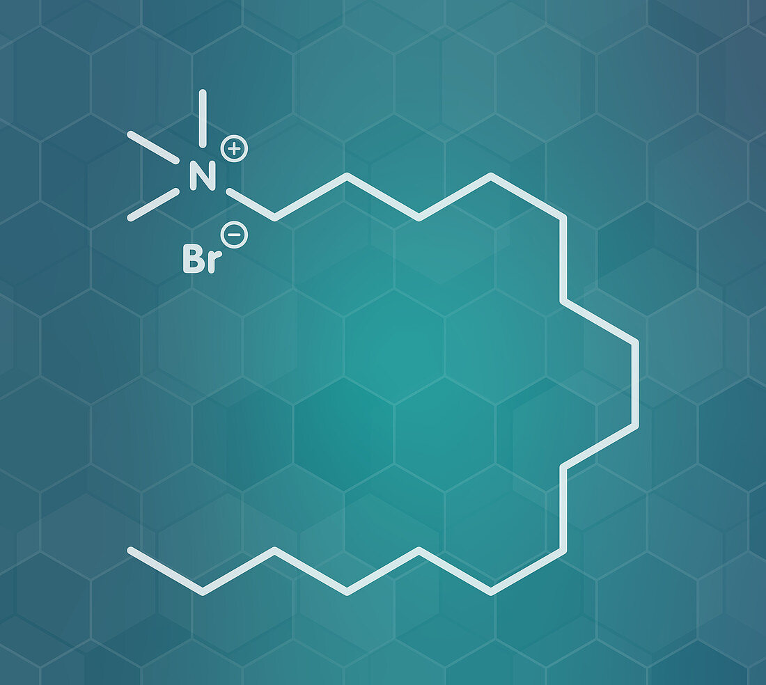 Cetrimonium bromide antiseptic molecule, illustration