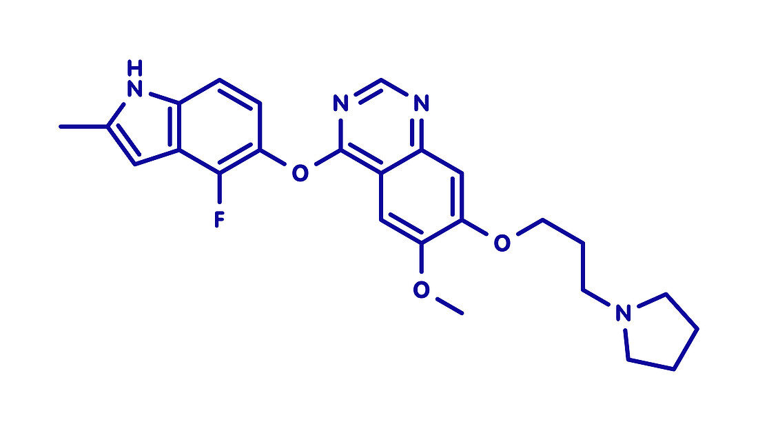 Cediranib cancer drug molecule, illustration