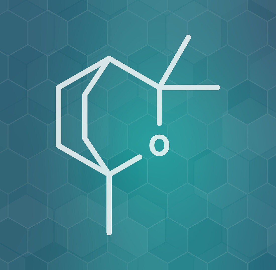 Eucalyptol eucalyptus oil molecule, illustration