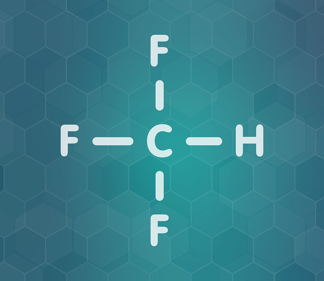 Fluoroform greenhouse gas molecule, illustration