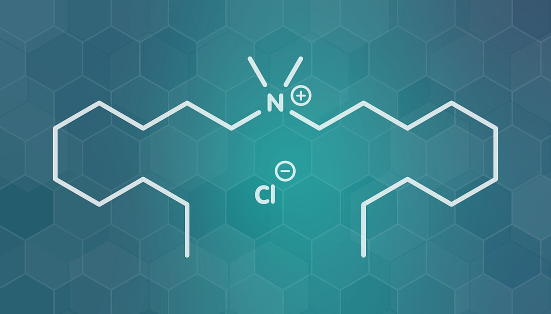 Didecyldimethylammonium chloride molecule, illustration